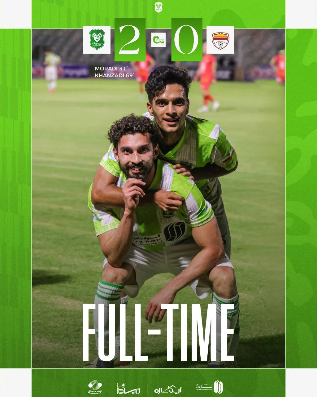 خیبر 2-0 فولاد؛ غریو طوفان سبز در خرمآباد وقتی والی تماشایی عیسی، پلنگهای خوزستان را زمینگیر کرد