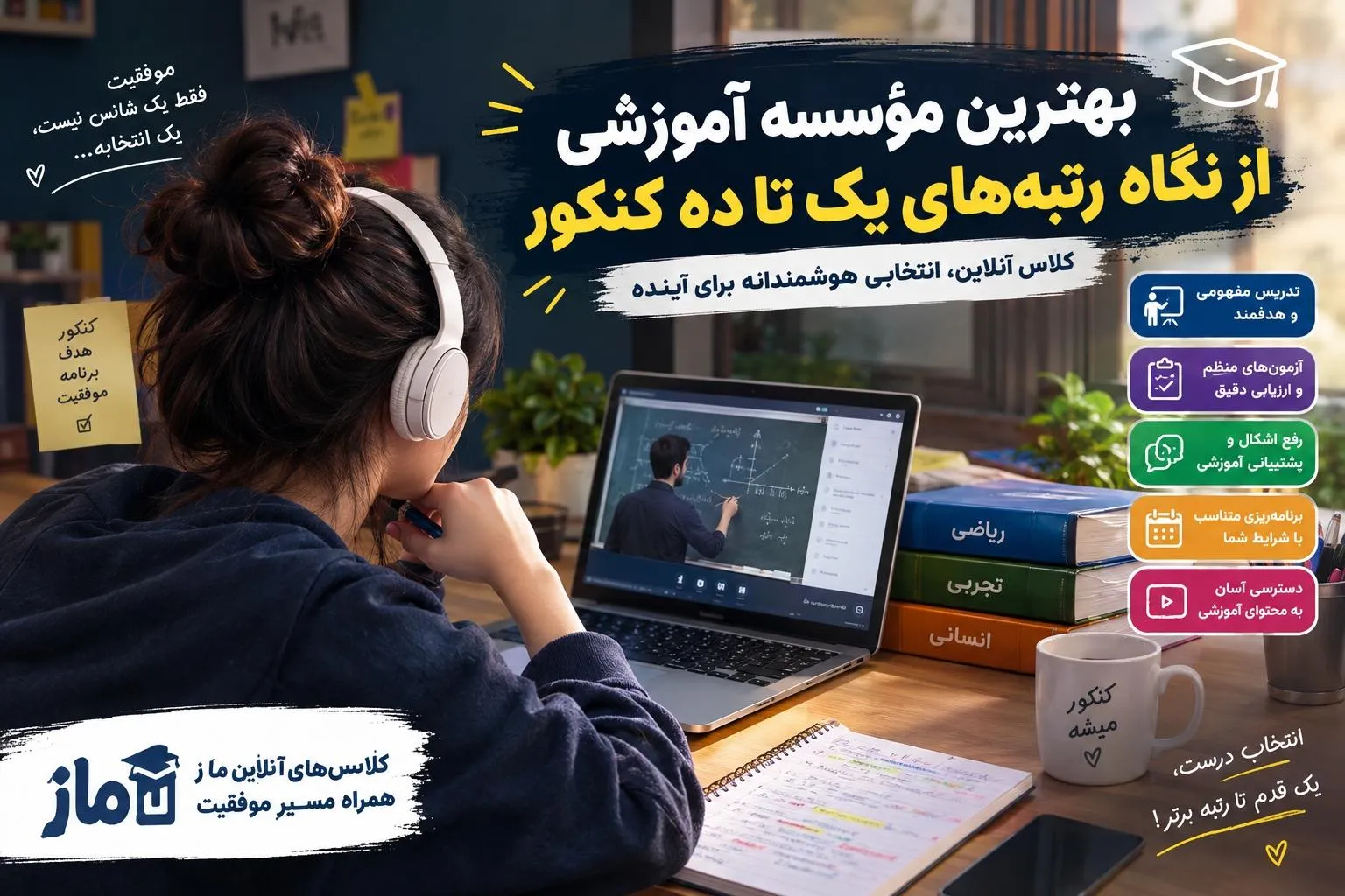 بهترین مؤسسه آموزشی از نظر کلاس آنلاین از دید نفرات یک تا ده کنکور