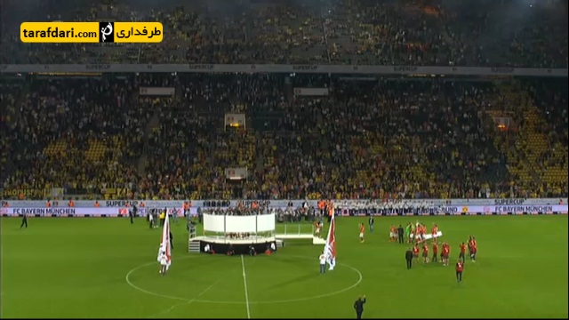 ویدیو؛ مراسم اهدای جام و جشن قهرمانی بایرن مونیخ در سوپر کاپ آلمان (دورتموند 0-2 بایرن مونیخ)