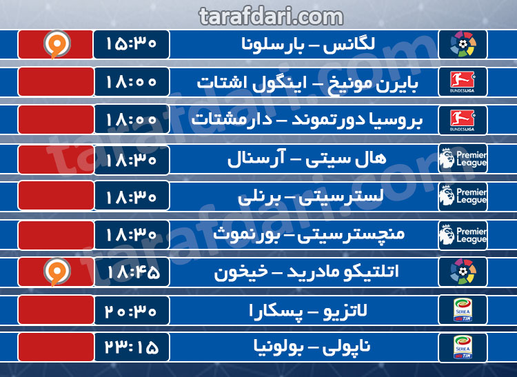 برنامه مهم ترین مسابقات امروز فوتبال + پخش تلویزیونی