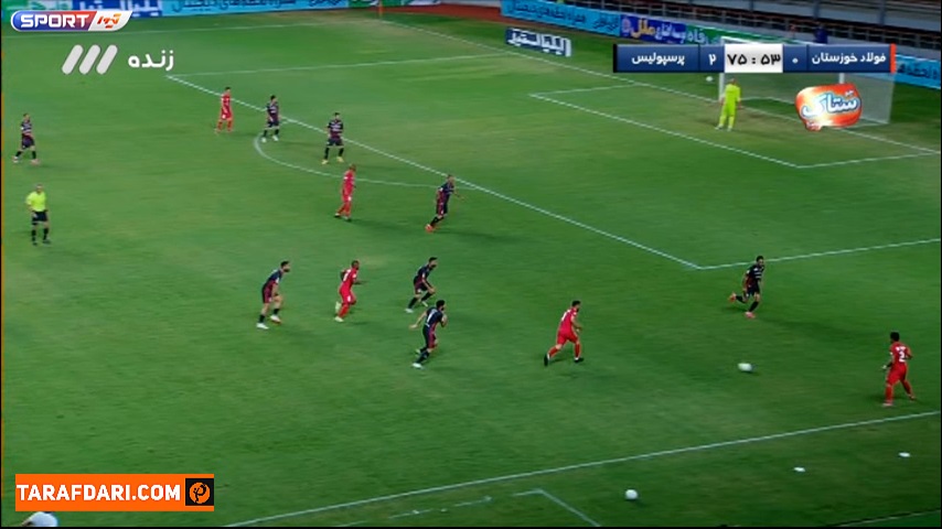گل لوسیانو پریرا به پرسپولیس از روی نقطه پنالتی (فولاد 1-2 پرسپولیس)