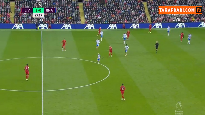 گل سادیو مانه به برایتون (لیورپول 2-0 برایتون)