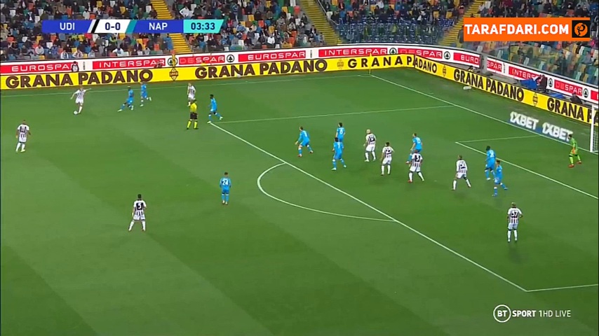 خلاصه بازی اودینزه 0-4 ناپولی (سری آ - 2021/22)