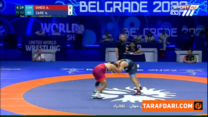 زیرگیری دیدنی امیرحسین زارع بر روی کشتی گیر کانادایی در دیدار رده بندی وزن 125 کیلوگرم کشتی آزاد قهرمانی جهان / فیلم
