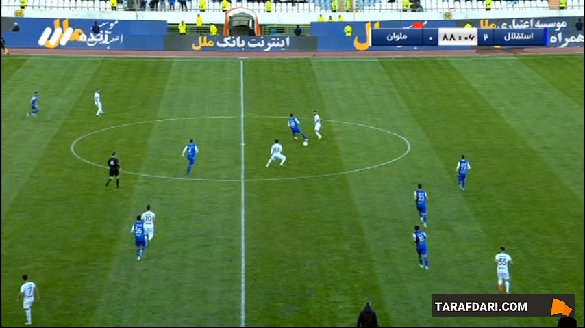 ضربه زیبای صادق بارانی و واکنش دیدنی سید حسین حسینی (استقلال 2-0 ملوان)