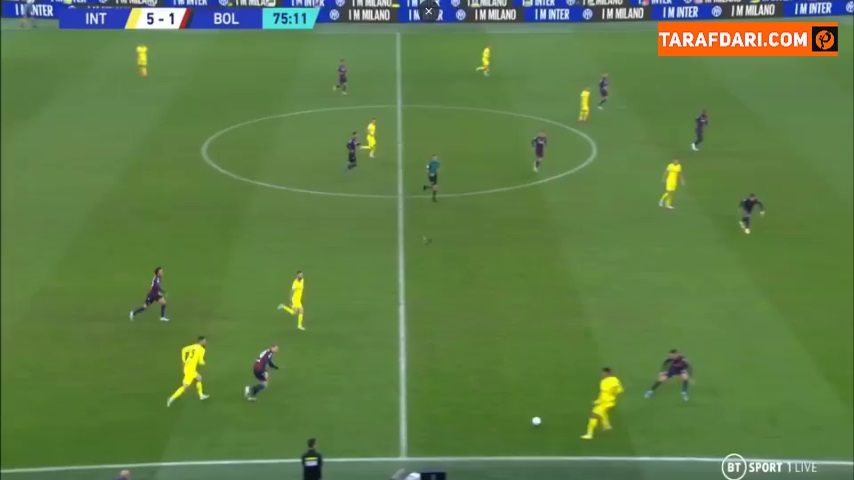 گل رابین گوزنس به بولونیا (اینتر 6-1 بولونیا)