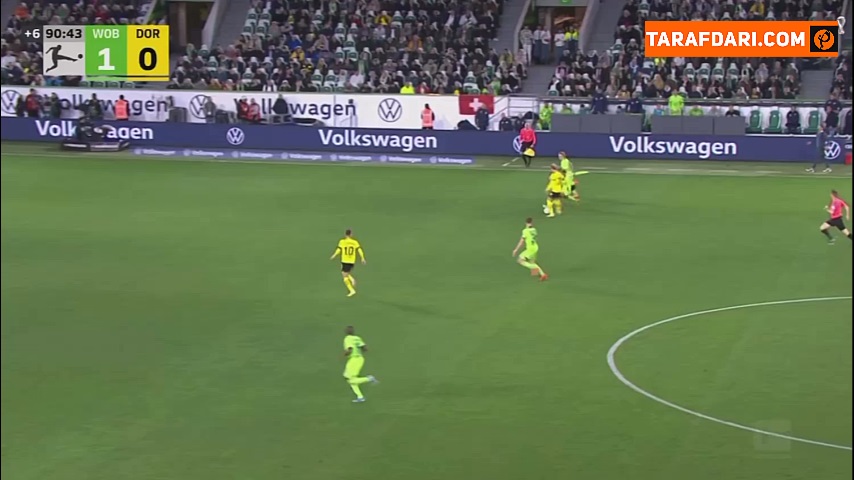 گل لوکاس انمچا به دورتموند (وولفسبورگ 2-0 دورتموند)