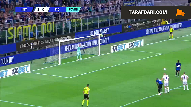 گل چالهان اوعلو به فیورنتینا (اینتر 3-0 فیورنتینا)
