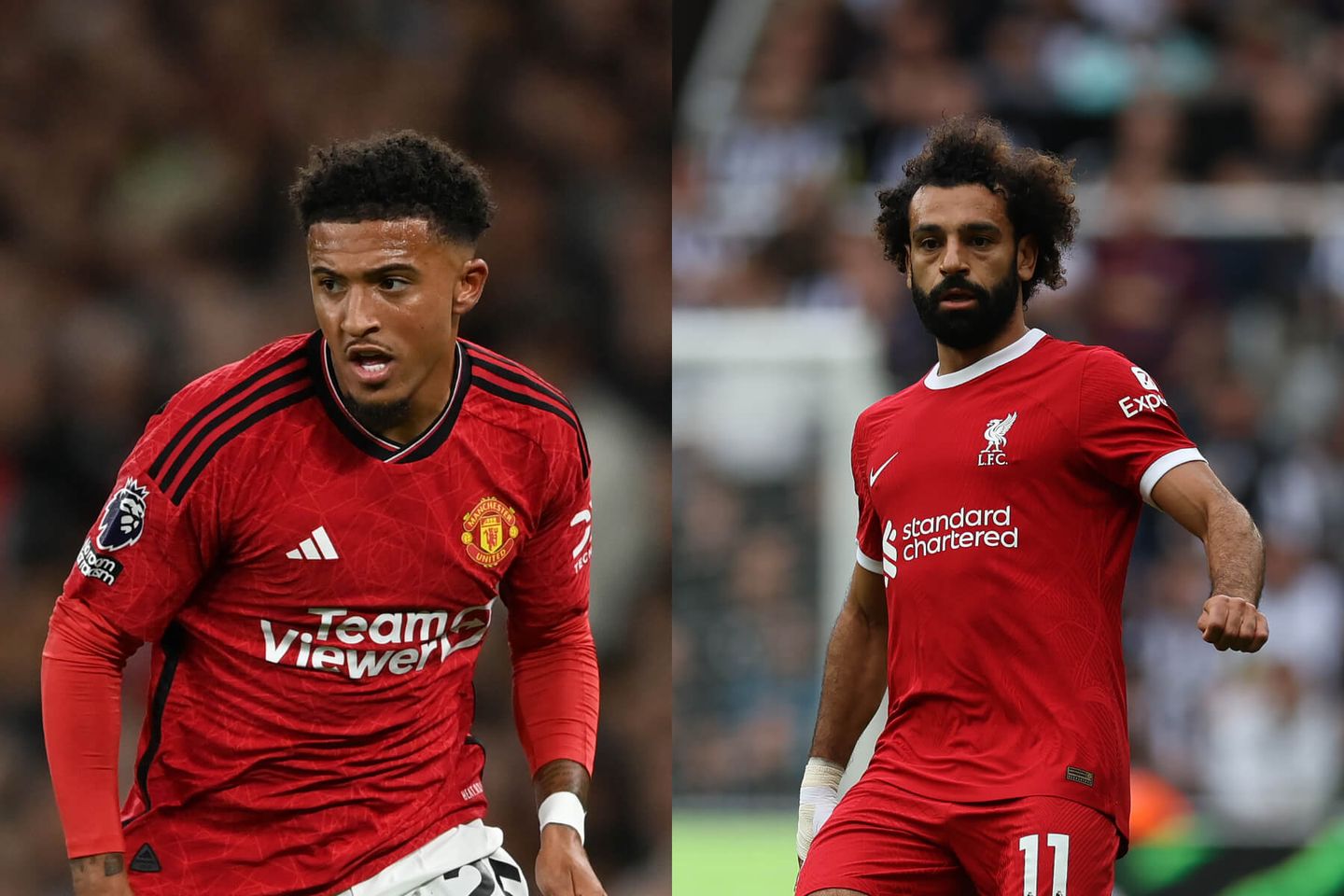 محمد صلاح بازیکن لیورپول و جیدون سانچو بازیکن منچستریونایتد