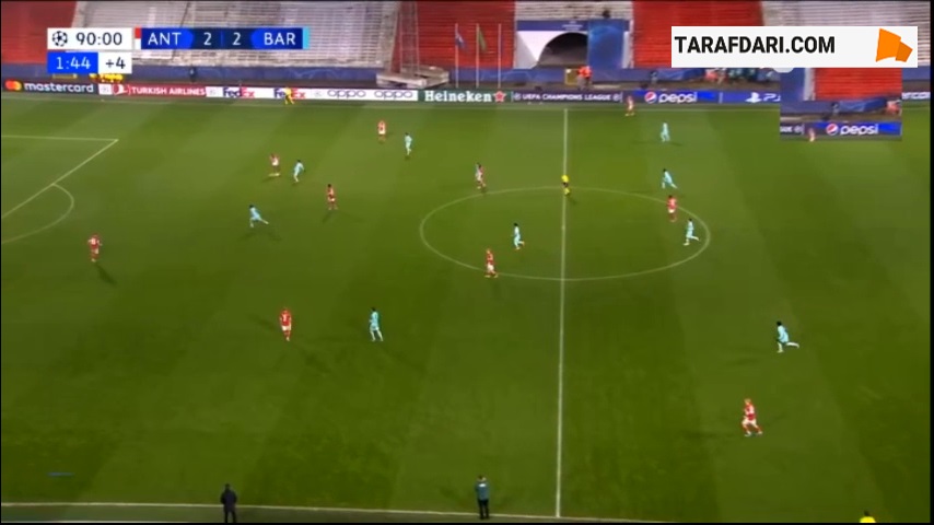 گل ایلنیخنا به بارسلونا (رویال آنتورپ 3-2 بارسلونا)