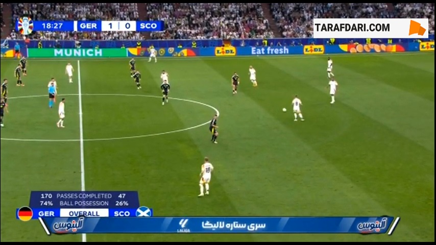 گل جمال موسیالا به اسکاتلند (آلمان 2-0 اسکاتلند)