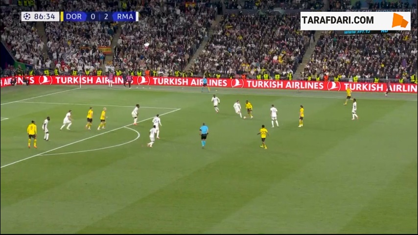 رد شدن گل فولکروگ به رئال مادرید به دلیل آفساید (دورتموند 0-2 رئال مادرید)