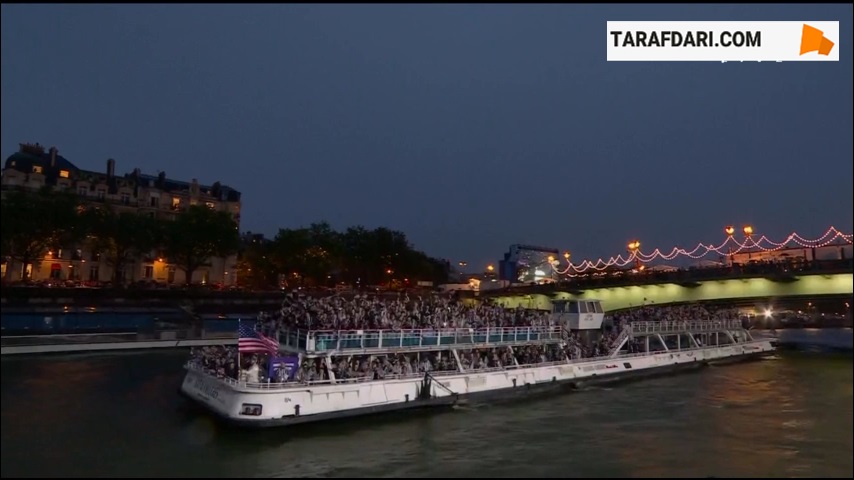کاروان پر جمعیت ایالات متحده در مراسم افتتاحیه المپیک 2024 پاریس / فیلم