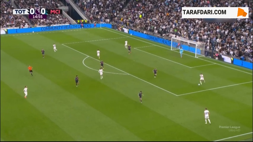 سوپر واکنش ویکاریو، دروازه‌بان تاتنهام در مقابل ضربه فیل فودن (تاتنهام 0-0 منچسترسیتی) 