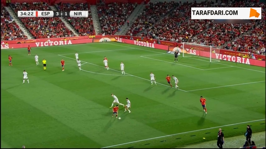 گل فابین روئیز به ایرلند شمالی (اسپانیا 4-1 ایرلند شمالی)