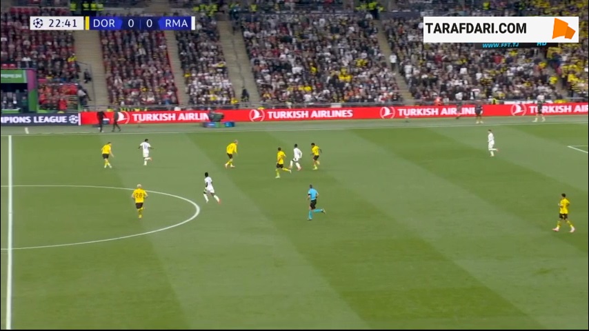 برخورد ضربه فولکروگ به تیر دروازه رئال مادرید (دورتموند 0-0 رئال مادرید)
