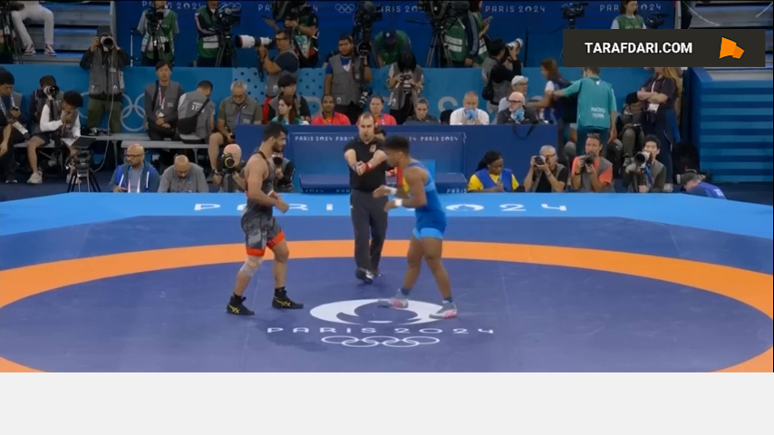 راهیابی علیرضا مهمدی به فینال وزن 87 کیلوگرم کشتی فرنگی المپیک 2024