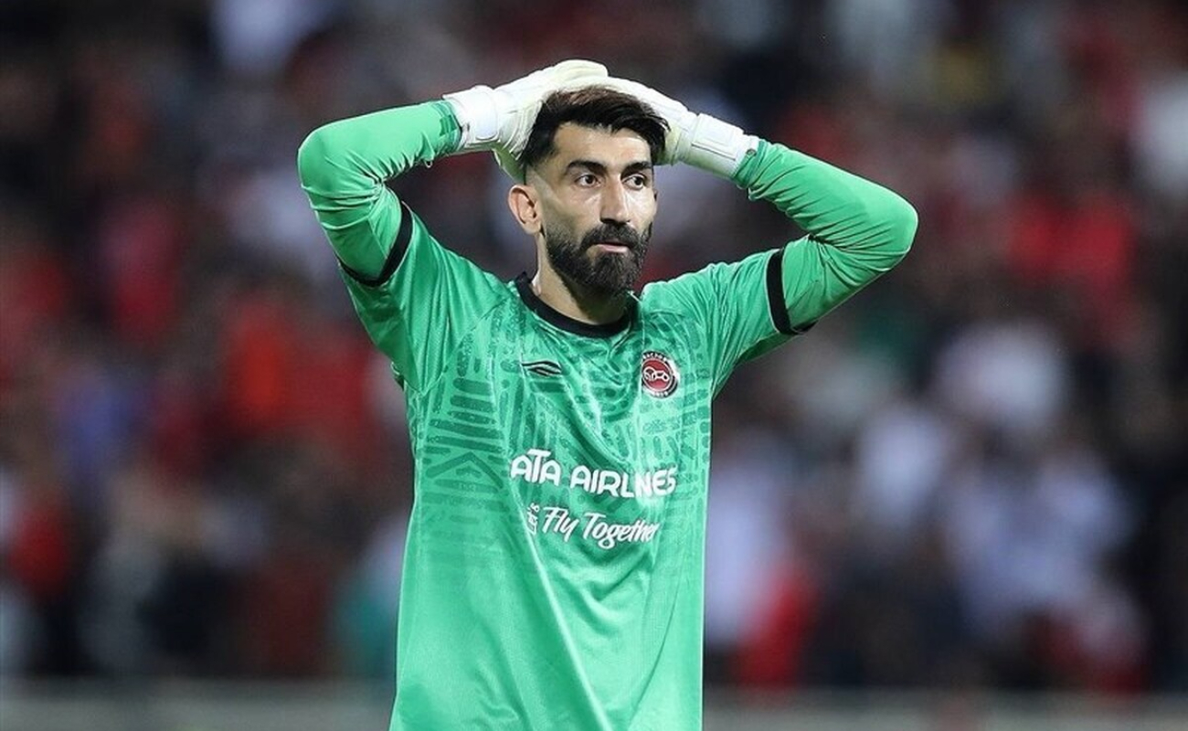 علیرضا بیرانوند - دروازه بان پرسپولیس - تراکتور - لیگ برتر فوتبال ایران - ورزشگاه یادگار امام