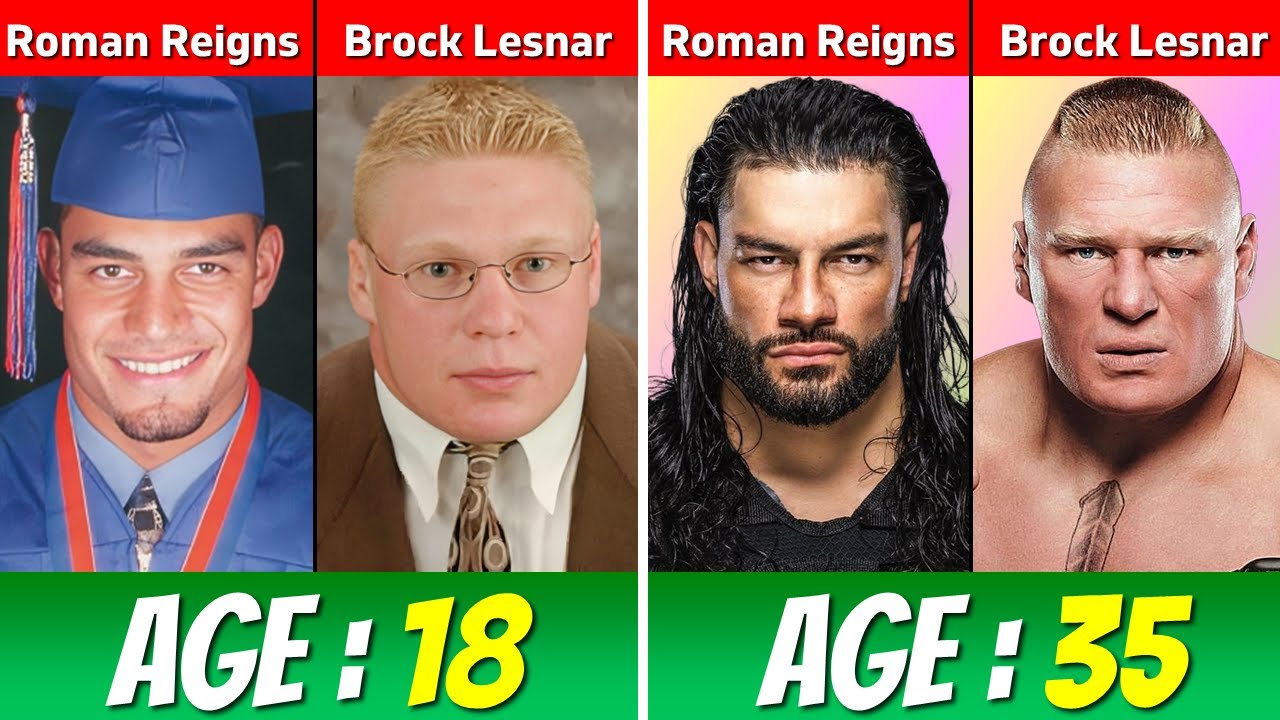 تحول چهره در WWE - تغییر چهره رومن رینز - تغییر چهره براک لزنر - کشتی کج رومن رینز و براک لزنر - جوانی رومن رینز - جوانی براک لزنر - WWE در گذر زمان - چهره اسطورههای WWE - قهرمانان WWE - تحول فیزیکی سوپراستارهای WWE