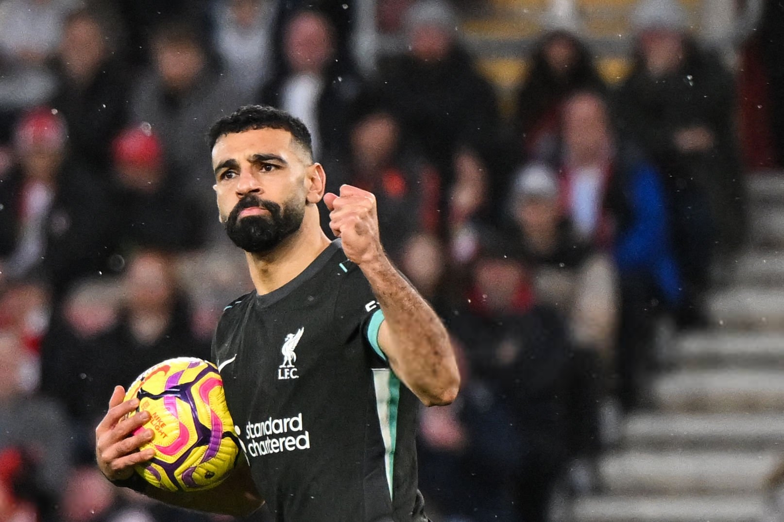 محمد صلاح - ستاره مصری لیورپول پس از گلزنی مقابل ساوتهمپتون در لیگ برتر انگلیس