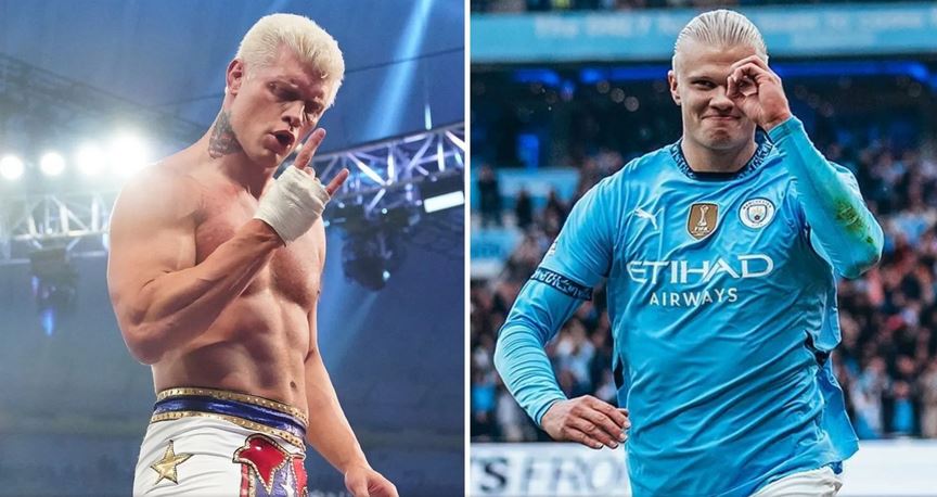 ارلینگ هالند، فوق ستاره منچسترسیتی و کودی رودز قهرمان کمپانی کشتی کج WWE