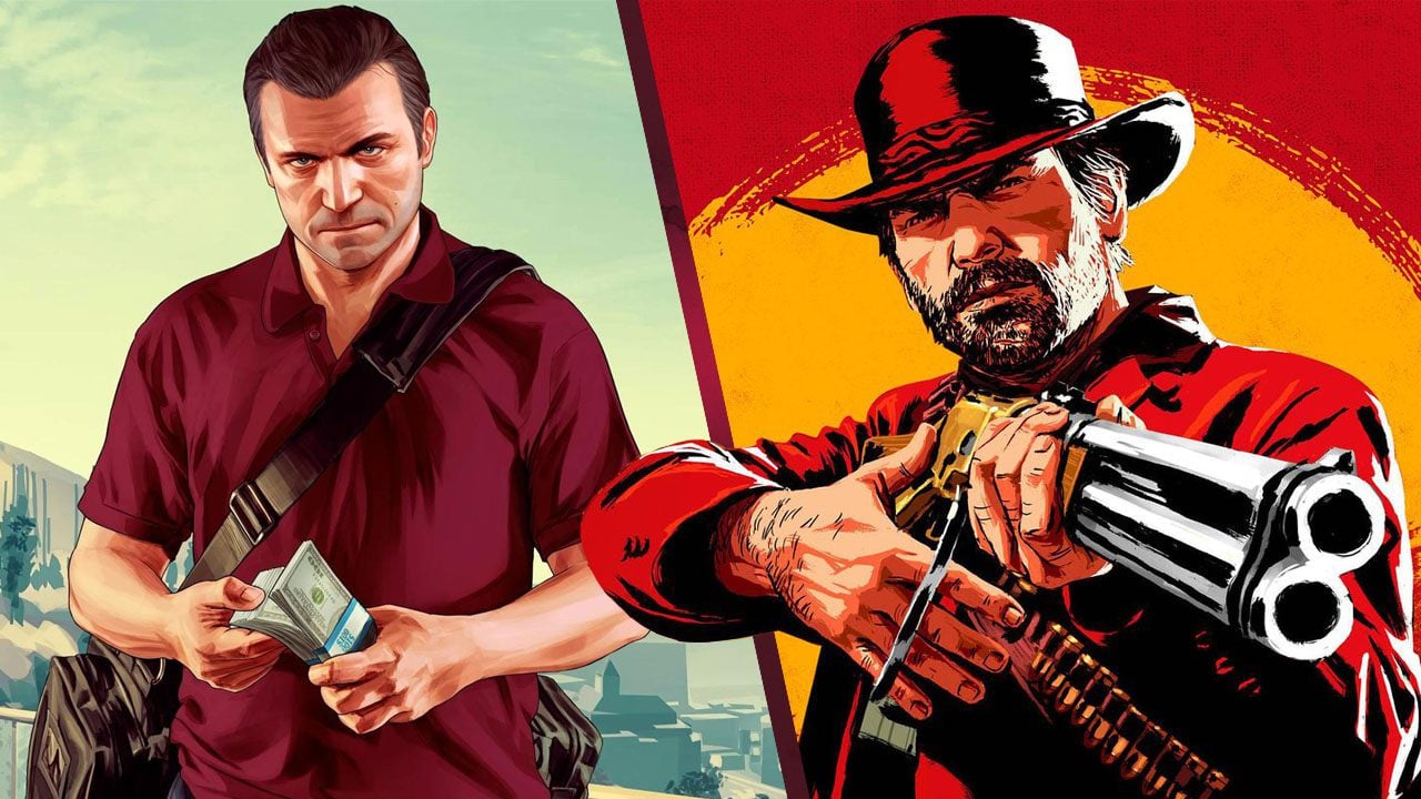 تصویری از ترکیب شخصیتهای بازی GTA 5 و بازی Red Dead 2