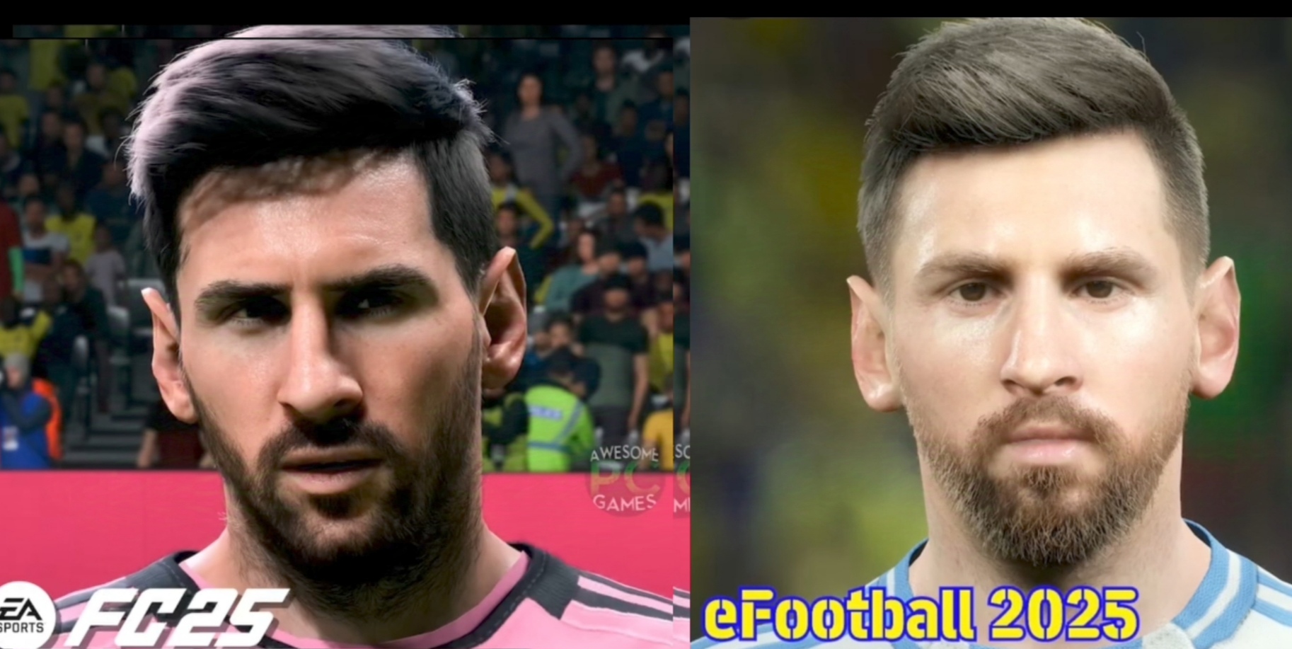 شبیهسازی چهره لیونل مسی در دو بازی FC 25 و eFootball 25