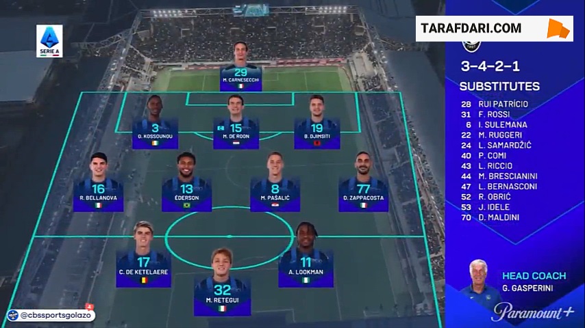 خلاصه بازی آتالانتا 2-1 آاس رم (سری آ - 25-2024)