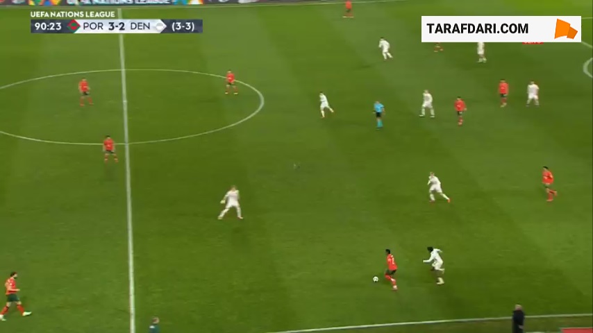 گل دوم ترینکائو به دانمارک (پرتغال 4-2 دانمارک)