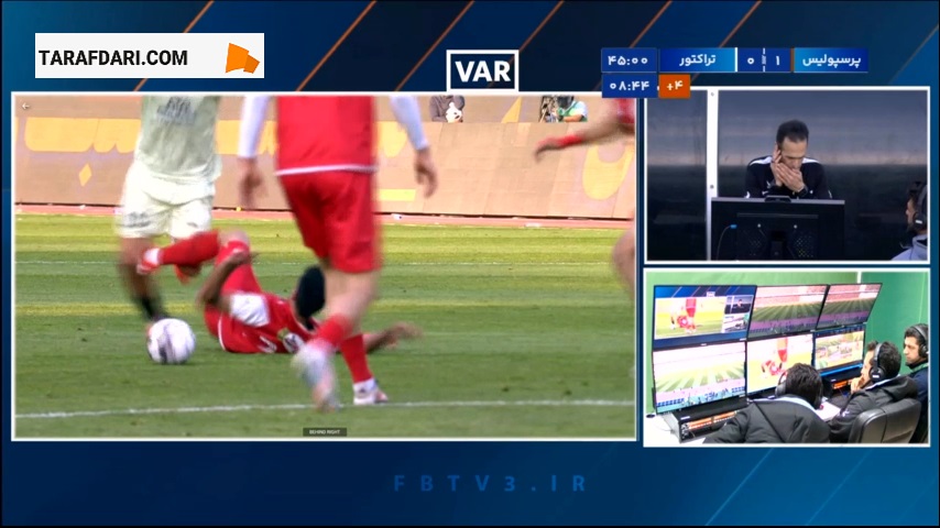 اخراج مستقیم محمد خدابنده لو پس از بازبینی صحنه خطا توسط VAR (پرسپولیس 1-0 تراکتور)