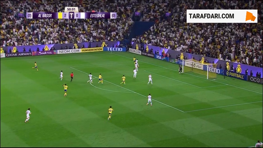 برخورد شوت محکم جون دوران به تیر دروازه استقلال (النصر 2-0 استقلال)