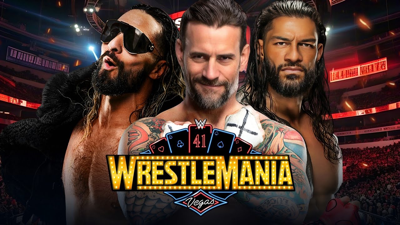 رسلمنیا 41 - رومن رینز - سی ام پانک - سث رالینز - WWE