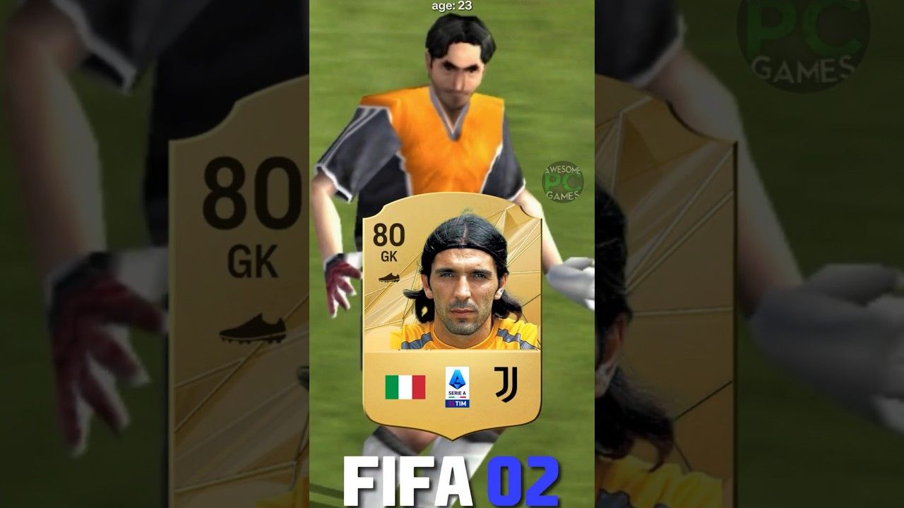 مقایسه تفاوت ظاهر و ریتینگ جانلوییجی بوفون از FIFA 01 تا EA FC 25