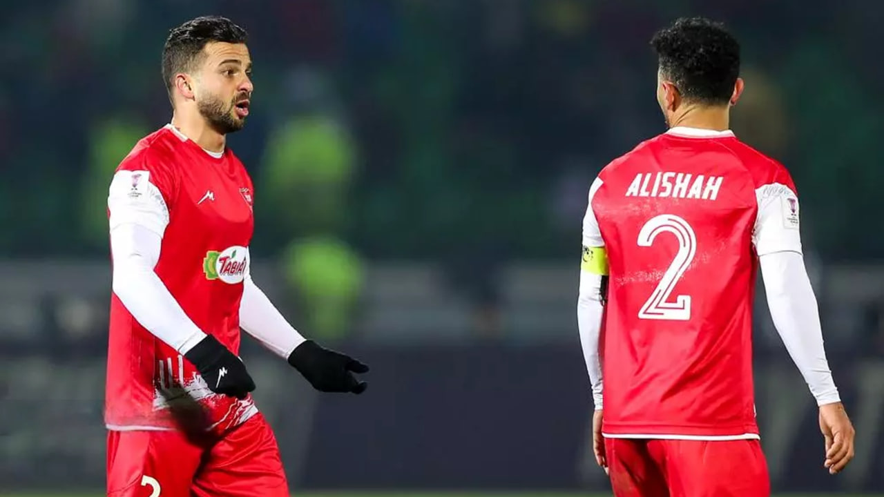 امید عالیشاه و سروش رفیعی بازیکنان پرسپولیس در دیدار برابر النصر