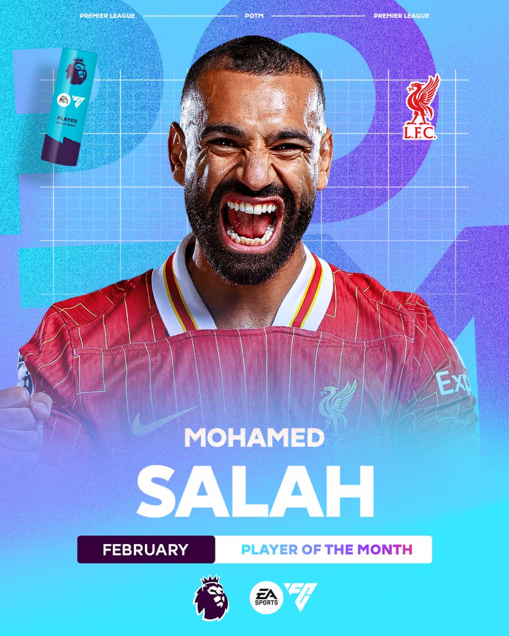محمد صلاح بهترین بازیکن ماه فوریه 2025 لیگ برتر