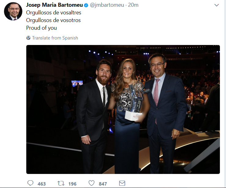 بارسلونا - لالیگا - Josep Maria Bartomeu - Lionel Messi - Lieke Martens