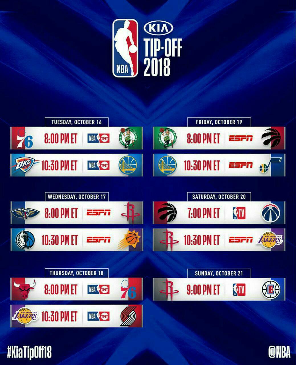 برنامه هفته اول NBA