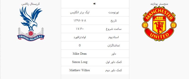 منچستر یونایتد - کریستال پالاس منچستر یونایتد - کریستال پالاس