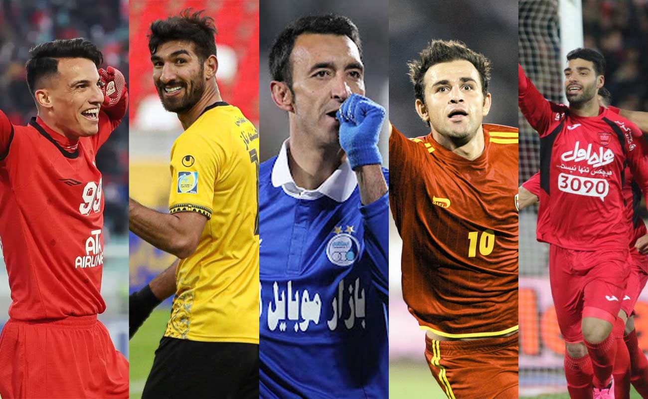مهدی طارمی - رضا نوروزی - رضا عنایتی - شهریار مغانلو - امیرحسین حسینزاده - لیگ برتر - فوتبال ایران - آقای گلهای لیگ برتر