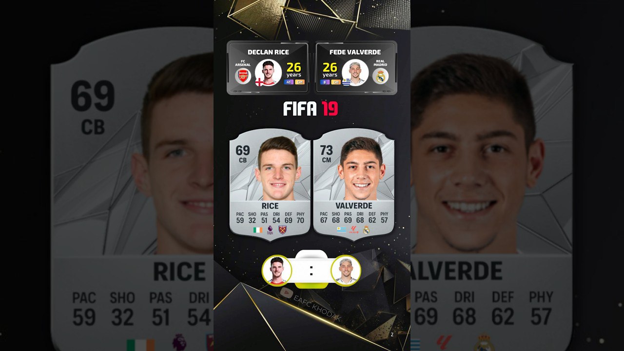 Evolution FIFA - FIFA 18 to EA FC 25 - FIFA rating Rice Valverde - دکلان رایس FIFA - Fede Valverde FIFA evolution - رشد بازیکنان در فیفا - Ultimate Team رایس والورده - Career Mode FIFA 25