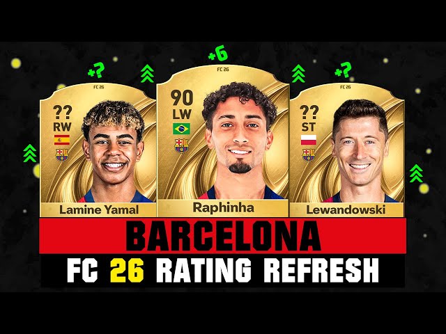 لامین یامال FC 26 – ریتینگ پدری EA FC – آینده یامال فیفا – ریتینگ تراشتگن EA FC – ریتینگ فرانکی دی یونگ – تغییر ریتینگ بارسلونا – FIFA 26 ratings Barcelona – EA Sports FC 26 predicted ratings