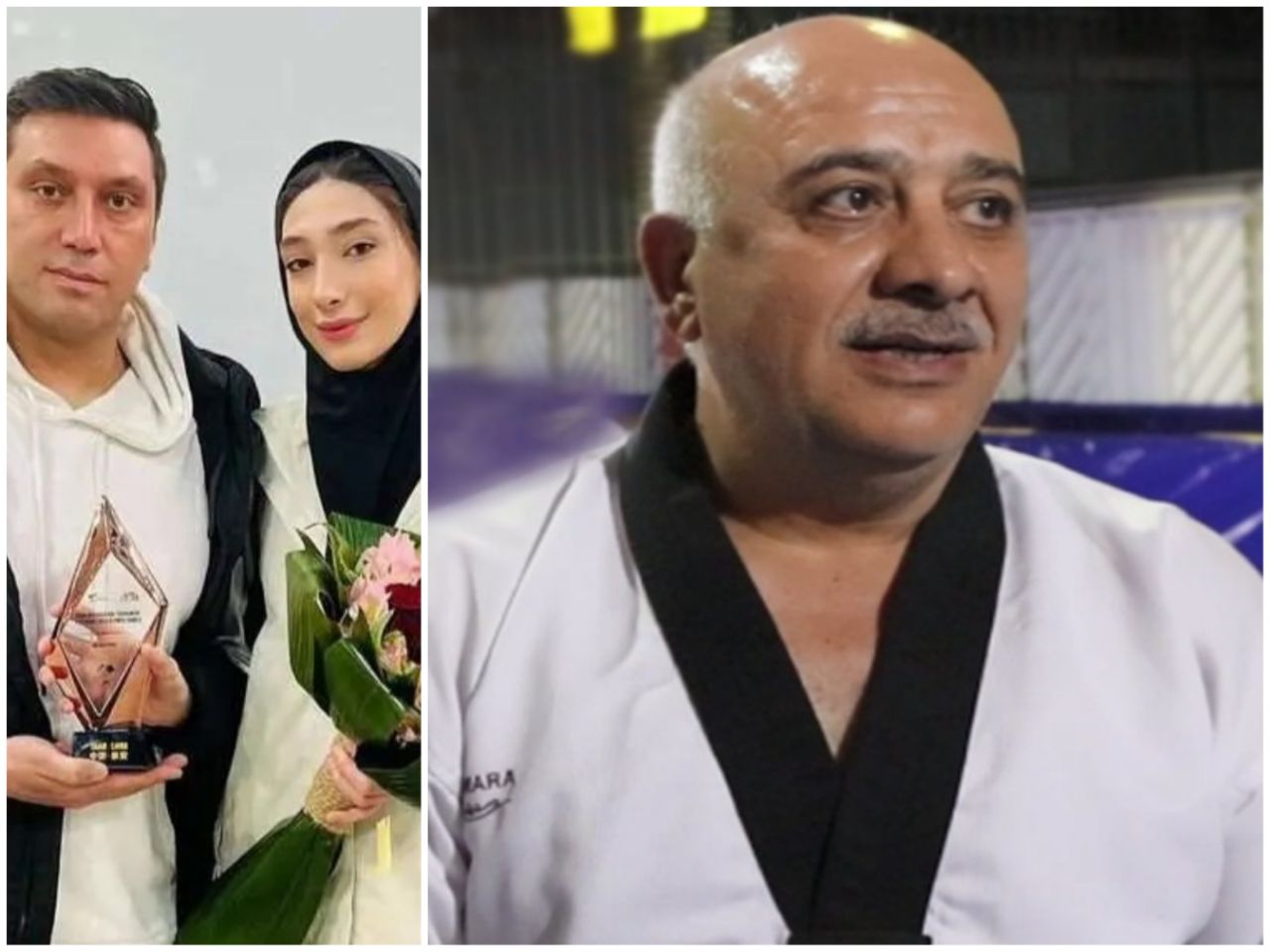 عکس از مبینا نعمت زاده و پدرش و یدالله پیرهادی پیشکسوت تکواندو