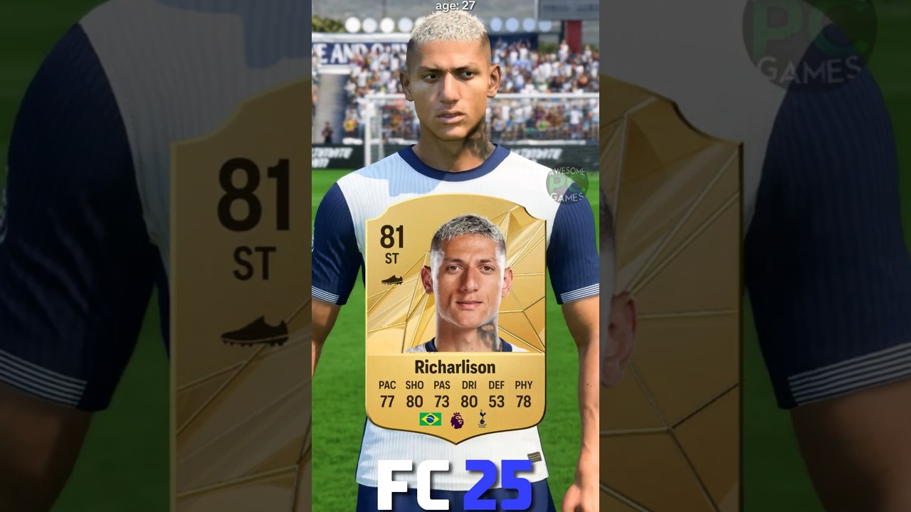 مقایسه ریتینگ و تفاوت ظاهری ریچارلیسون از FIFA 18 تا EA FC 25
