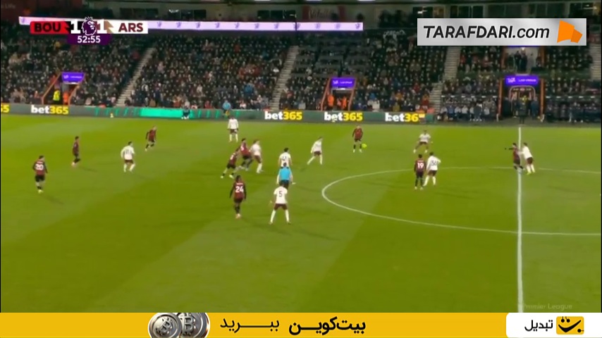 گل دکلان رایس به بورنموث (بورنموث 1-2 آرسنال)
