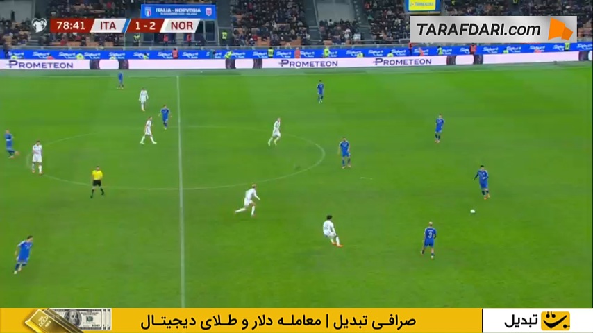 گل دوم ارلینگ هالند به ایتالیا (ایتالیا 1-3 نروژ)