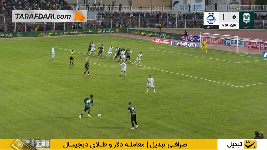 گل مهرداد قنبری به استقلال از روی نقطه پنالتی (خیبر خرم آباد 1-1 استقلال)
