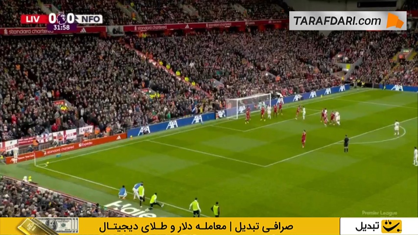 گل موریو به لیورپول (لیورپول 0-1 ناتینگهام فارست) 