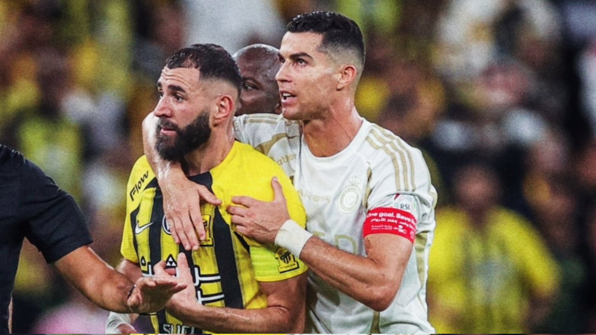کریم بنزما و کریستیانو رونالدو در دیدار النصر و الاتحاد عربستان