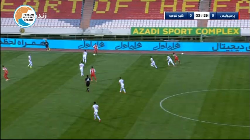 از دست رفتن موقعیت بسیار خوب گلزنی پرسپولیس مقابل شهر خودرو توسط آرمان رمضانی (پرسپولیس 0-0 شهر خوردو)
