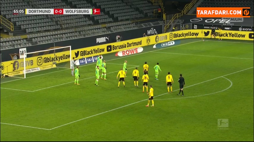 گل مانوئل آکانجی به وولفسبورگ (دورتموند 1-0 وولفسبورگ) 